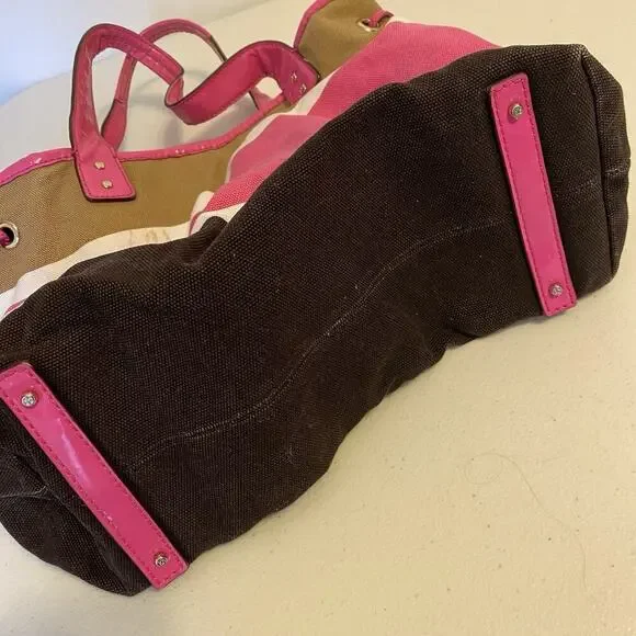 Kate Spade New York Colorful Stripe Multicolor Canvas ToteBag Interior Pocket - Picture 8 of 11